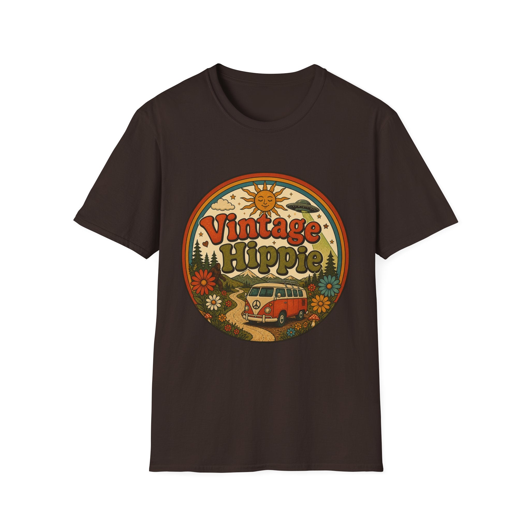 Vintage Hippy T-Shirt — Retro Camper Van Flower Power Graphic Tee