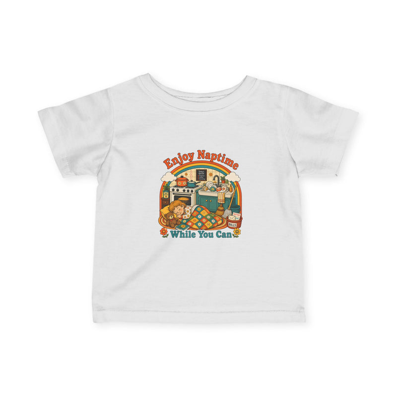 Infant Tee — "Enjoy Naptime While You Can" Cute Nursery Camper Illustration