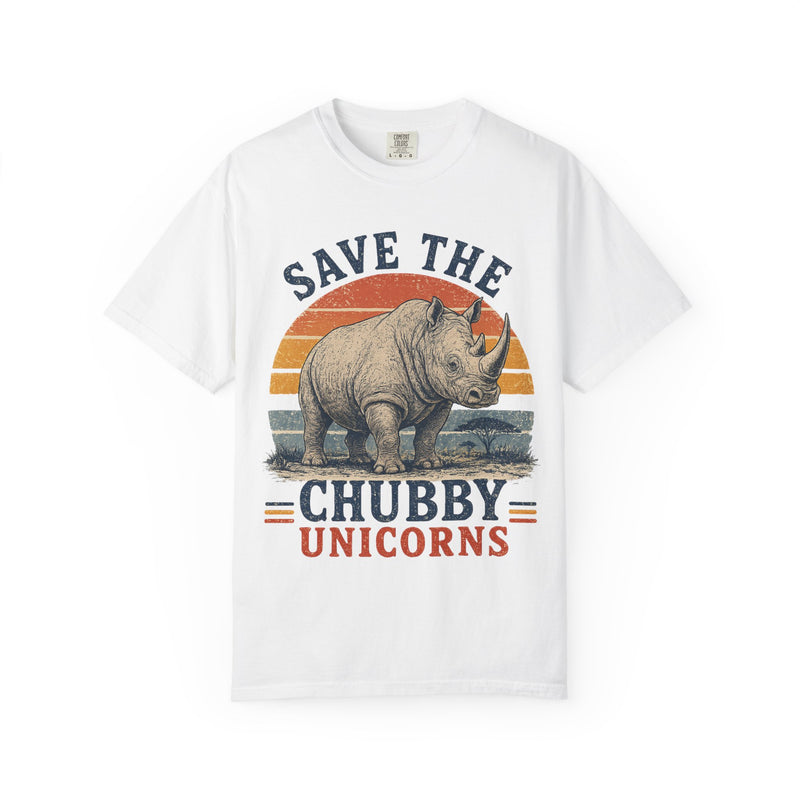 Save the Chubby Unicorns T-Shirt — Funny Rhino Conservation Graphic Tee